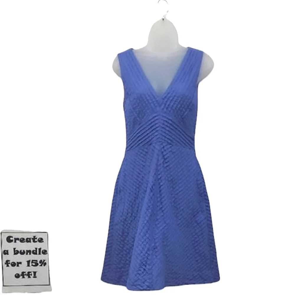 J. Crew Chevron Dress Pleated A Line Plunging V-Neck Sleeveless Above Knee Sz 6